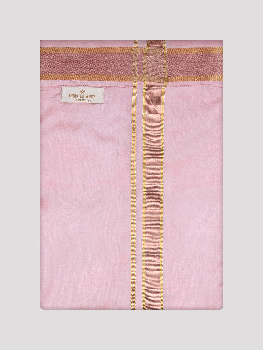 Men's Art Silk Pink Full Sleeves Shirt with Copper Jari Border Flexi Dhoti Combo Finesse - Image 10
