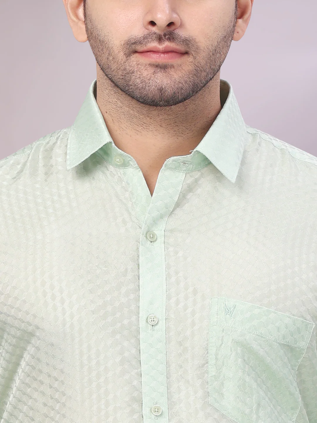 Men's Art Silk Pista Jacquard Full Sleeves Shirt with 2 1/2" Jari Border Dhoti & Towel Combo Nautica - Image 5