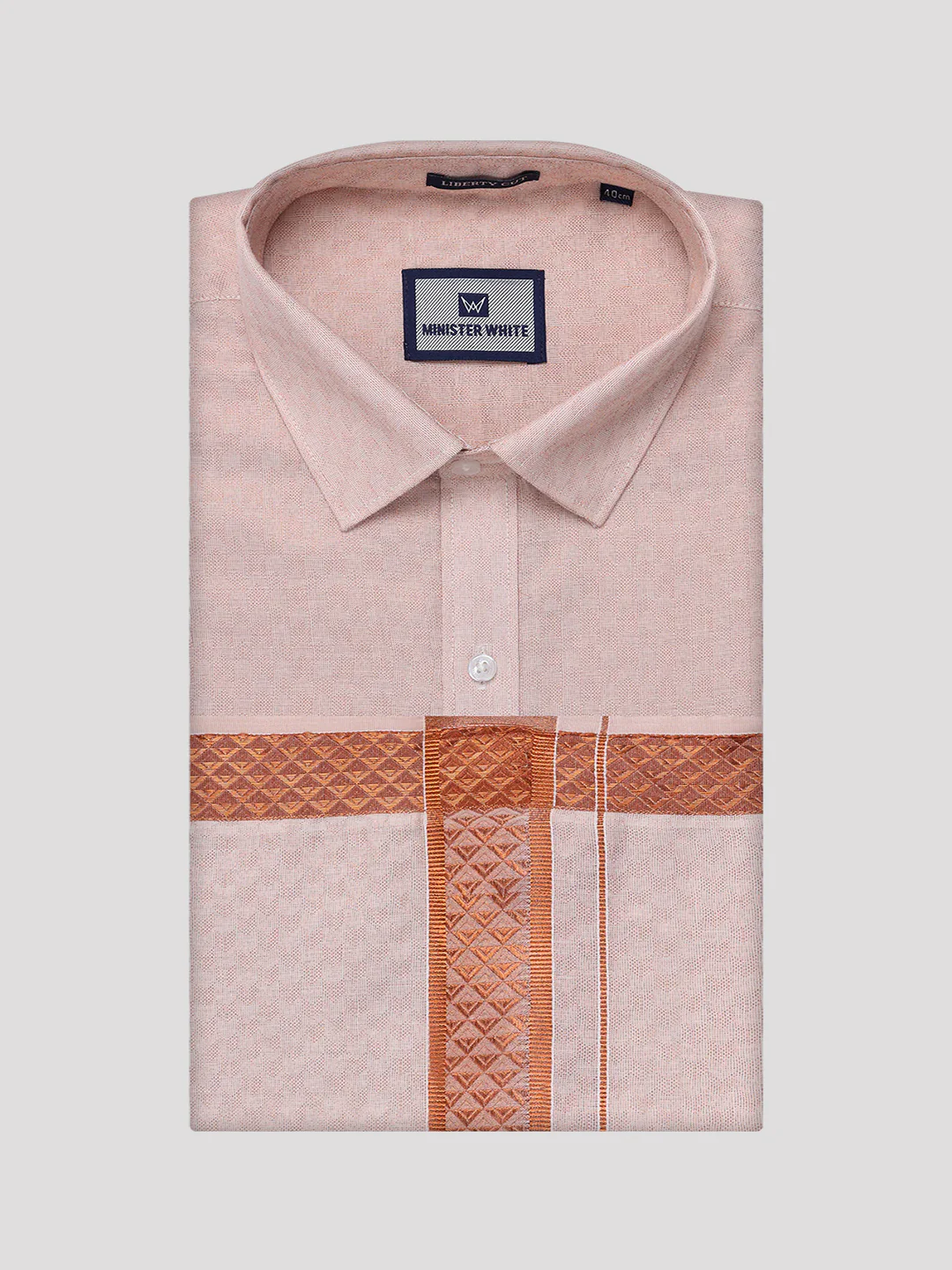 Men's Copper Tissue Jacquard Shirt with Matching Dhoti Combo Zeebra - Image 7