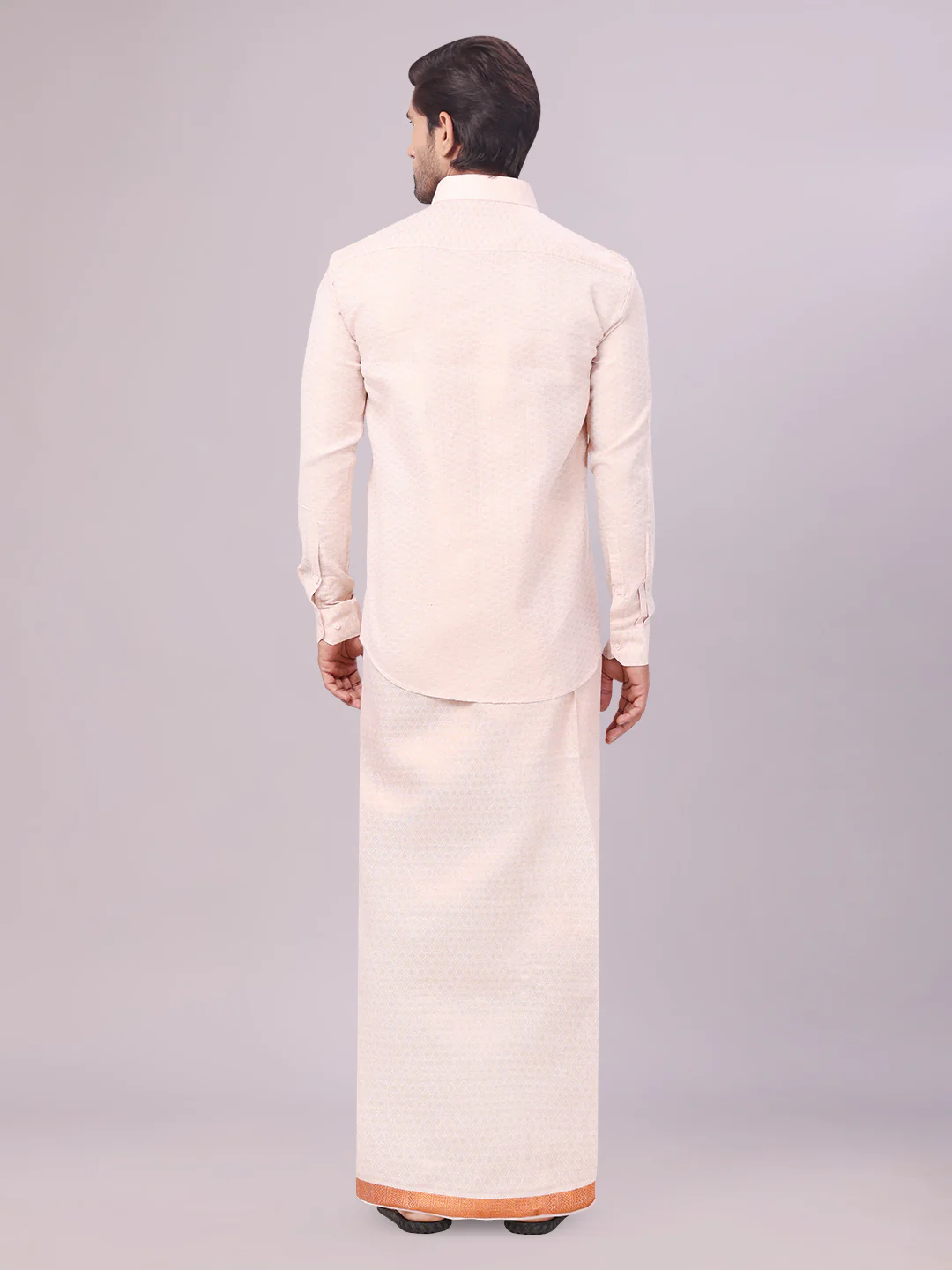 Men's Copper Tissue Jacquard Shirt with Matching Dhoti Combo Zeus - Image 4