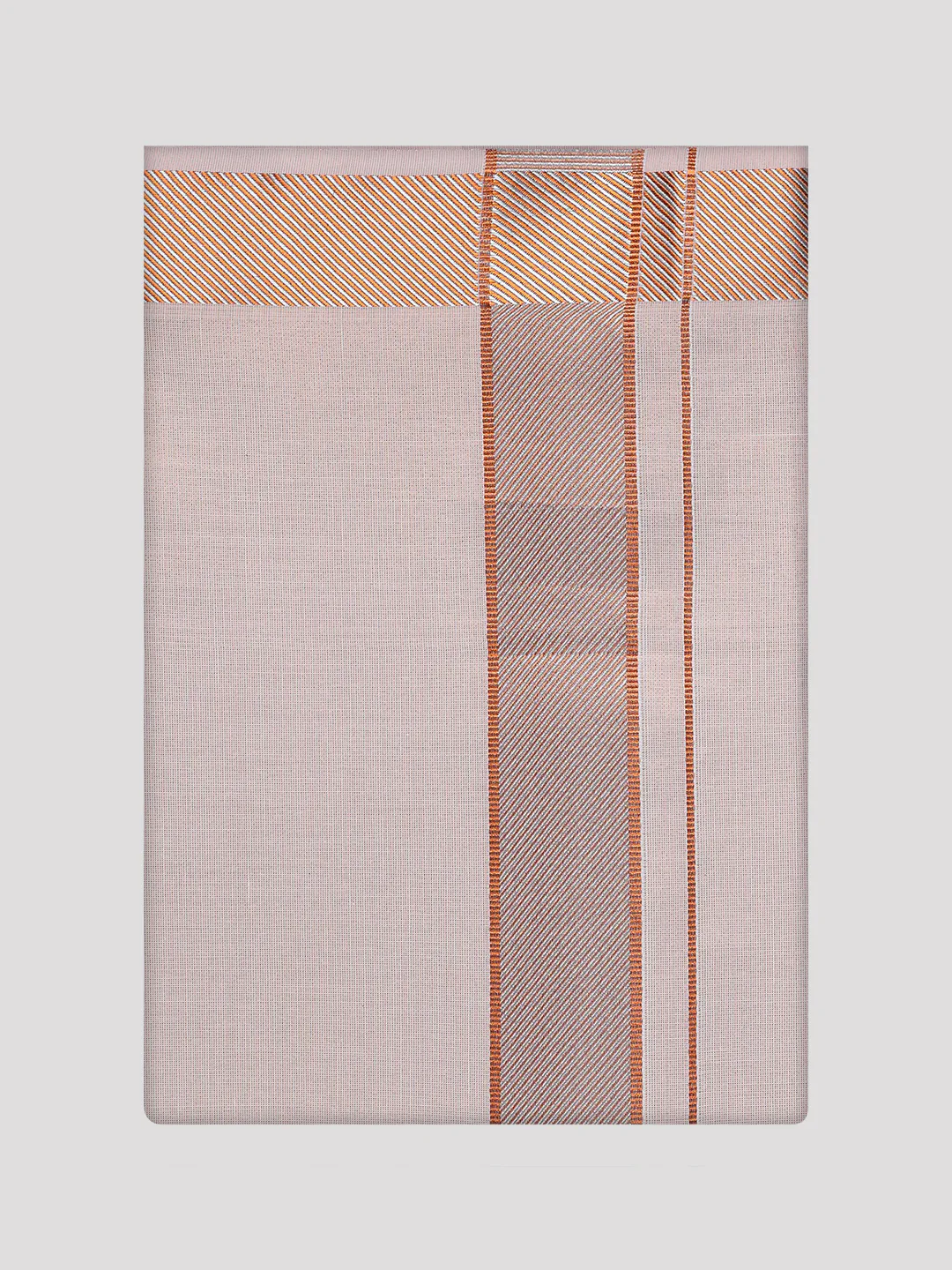 Men's Copper Tissue Stripe Shirt and Dhoti Combo with Jacquard Border Kane - Image 8