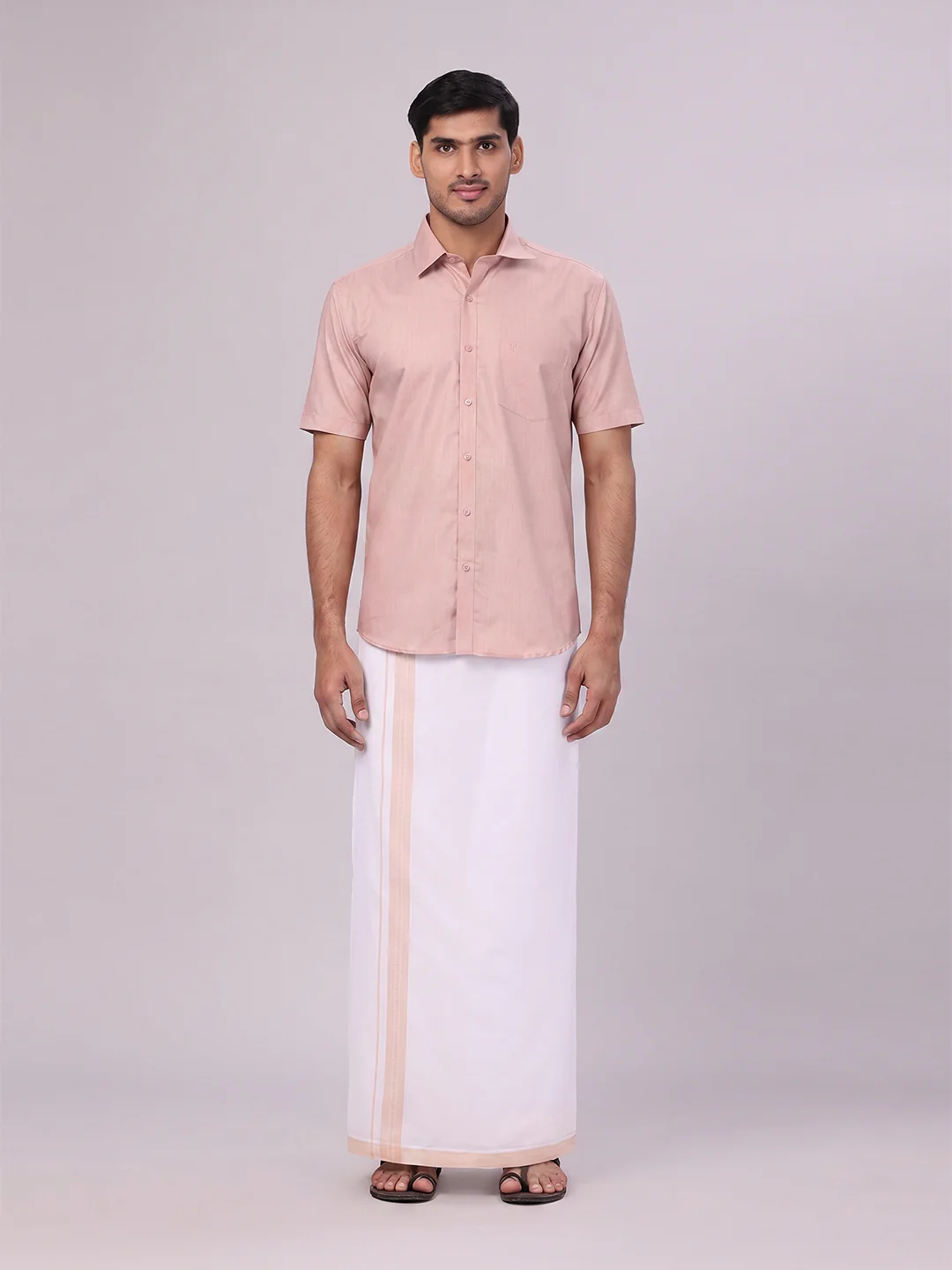 Men's Cotton Beige Matching Shirt and Dhoti Combo Luster - Image 2