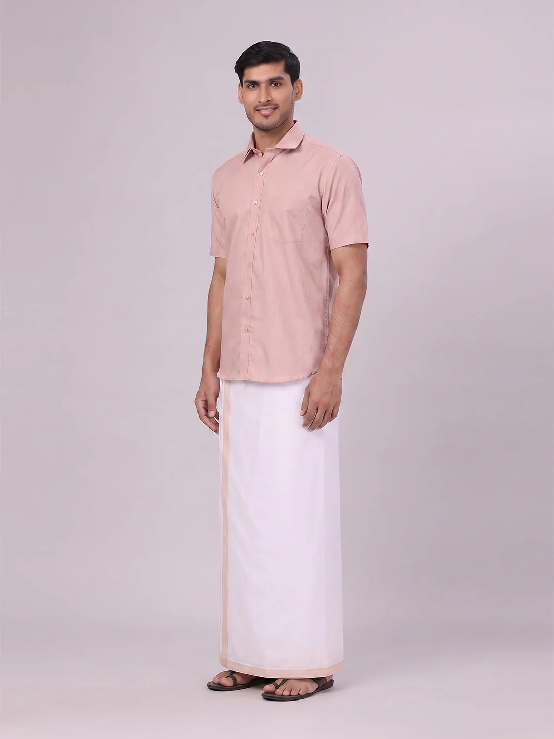 Men's Cotton Beige Matching Shirt and Dhoti Combo Luster - Image 4