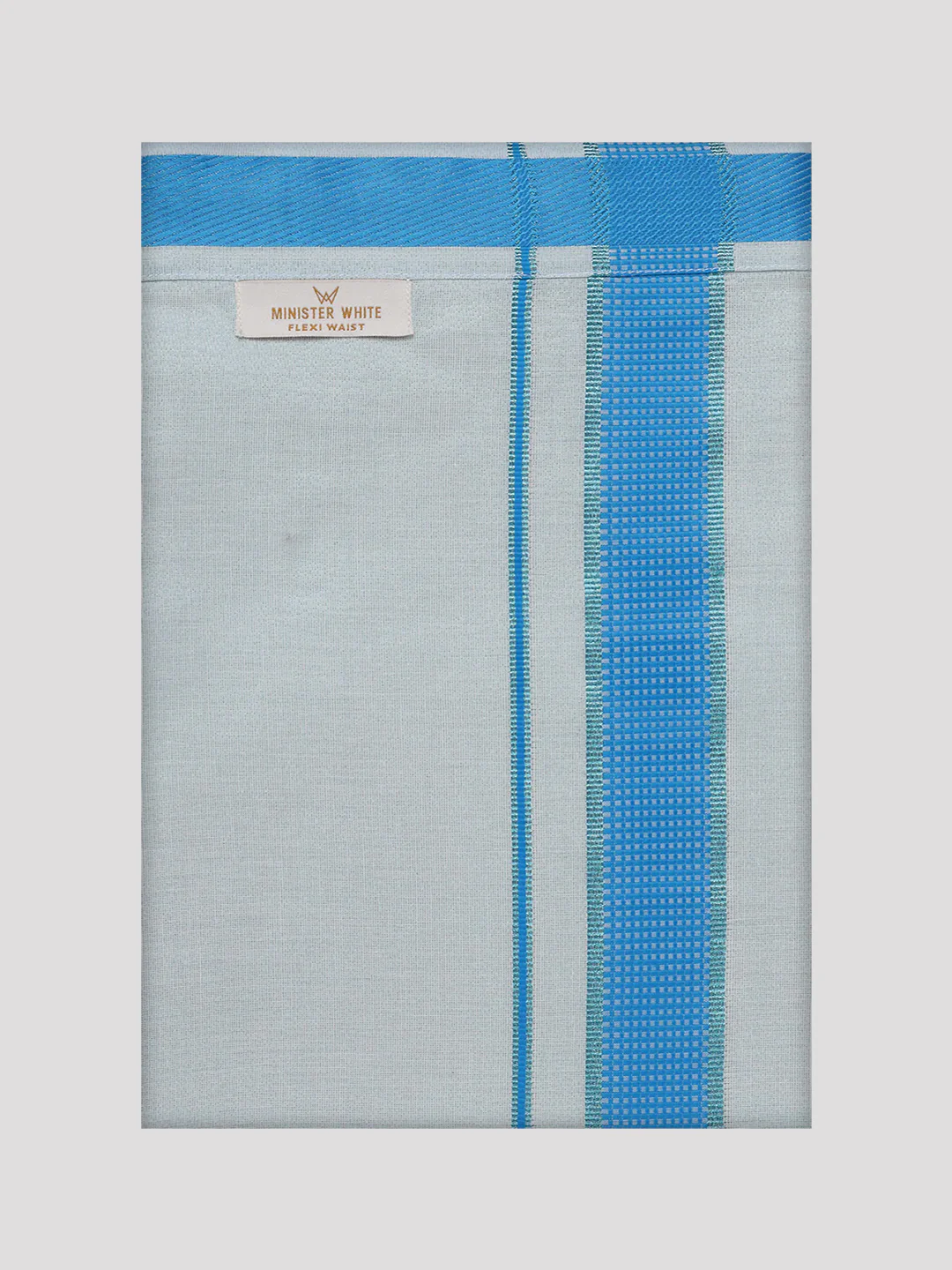 Men's Cotton Blue Shirt with Tissue Matching Border Flexi Dhoti Wedding Combo Kandala - Image 9