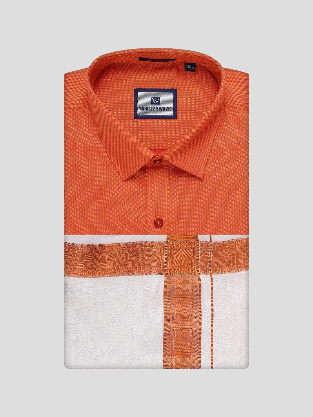 Men's Cotton Brick Shirt and Airtex Matching Border Dhoti Combo Nector - Image 11