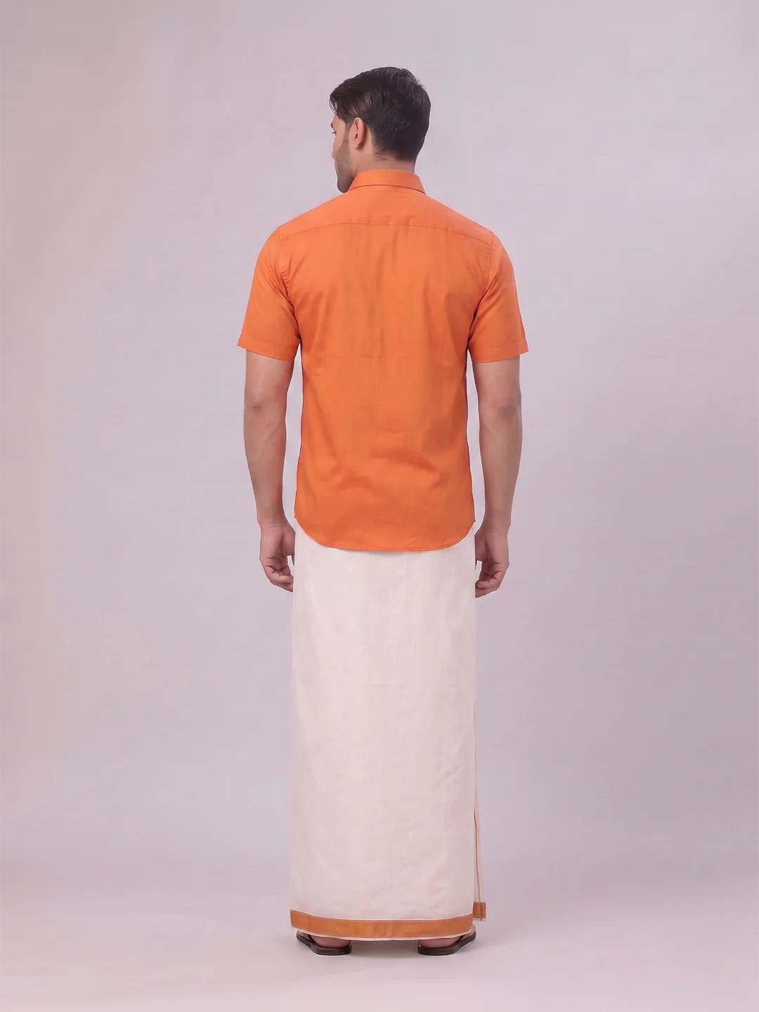Men's Cotton Brick Shirt and Airtex Matching Border Dhoti Combo Nector - Image 8
