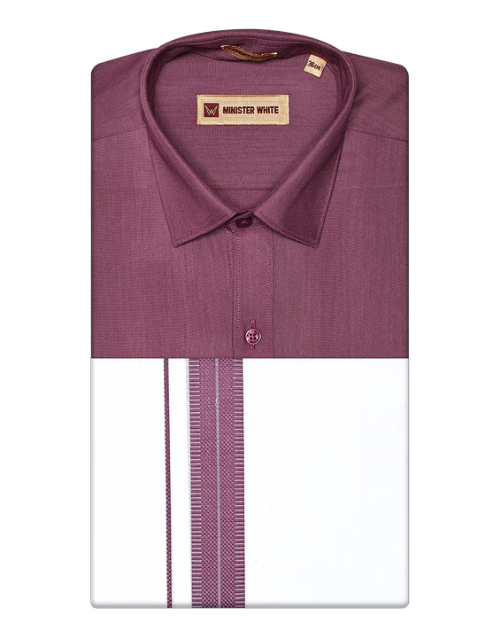 Men's Cotton Burgundy Color Matching Shirt and Dhoti Combo Miracle