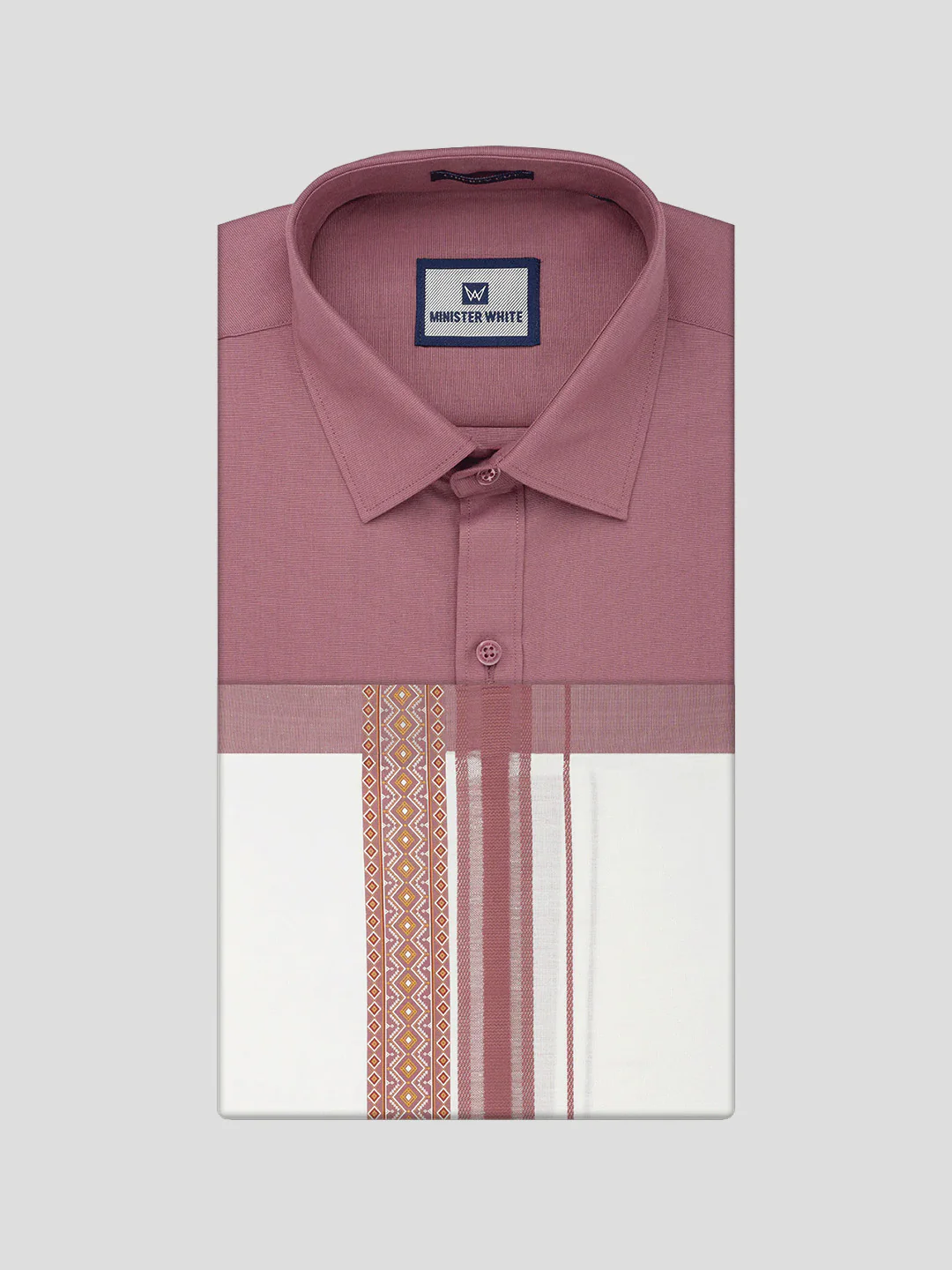 Men's Cotton Dark Pink Matching Shirt with Fancy Printed Border Dhoti Combo Luster Trend - Image 6