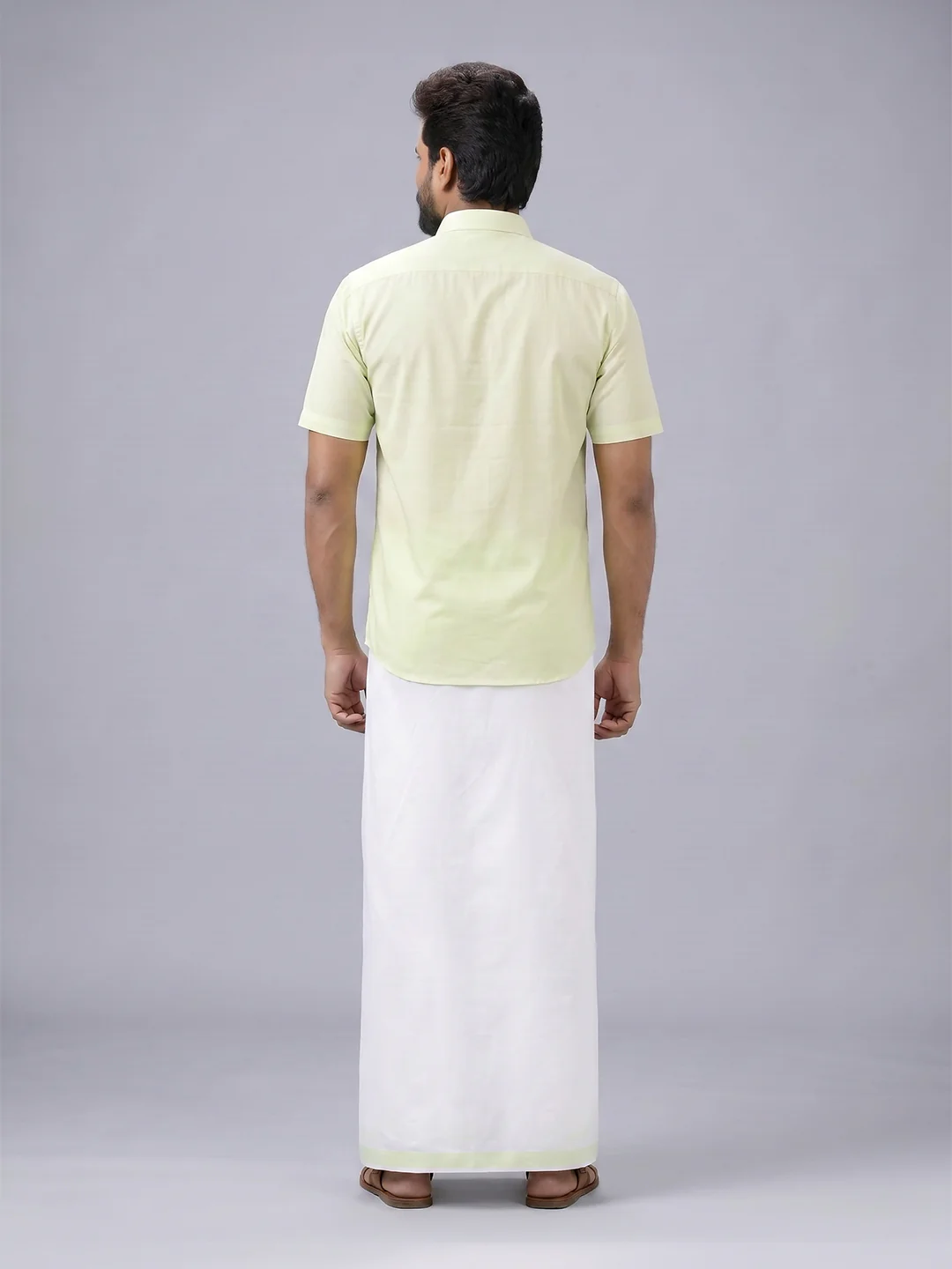 Men's Cotton Light Green Matching Shirt with Fancy Printed Border Dhoti Combo Luster Trend - Image 5
