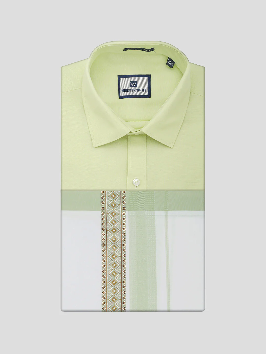 Men's Cotton Light Green Matching Shirt with Fancy Printed Border Dhoti Combo Luster Trend - Image 6
