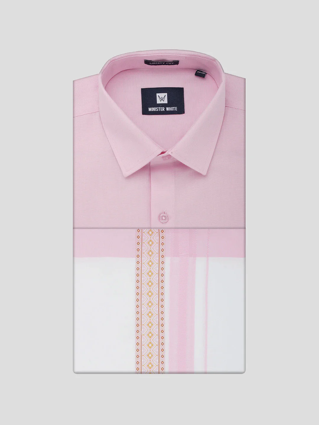 Men's Cotton Light Pink Matching Shirt with Fancy Printed Border Dhoti Combo Luster Trend - Image 6
