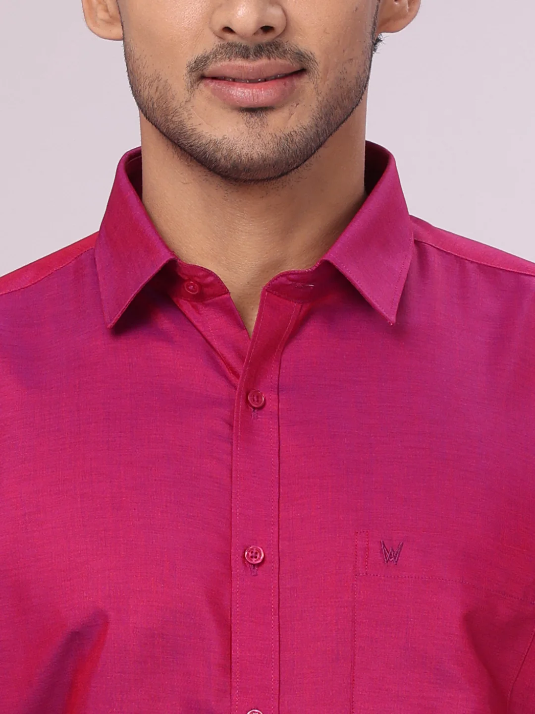 Men's Cotton Magenta Shirt with Tissue Matching Border Flexi Dhoti Wedding Combo Kandala - Image 6