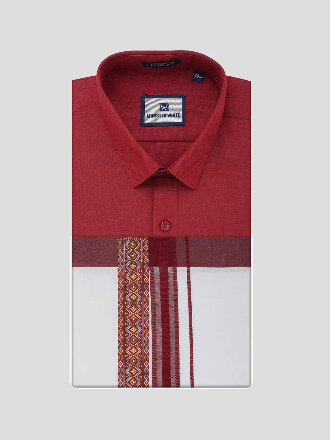 Men's Cotton Maroon Matching Shirt with Fancy Printed Border Dhoti Combo Luster Trend - Image 6