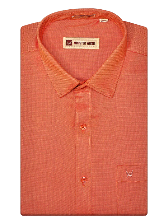 Men's Cotton Orange Color Matching Shirt and Dhoti Combo Hazel - Image 2
