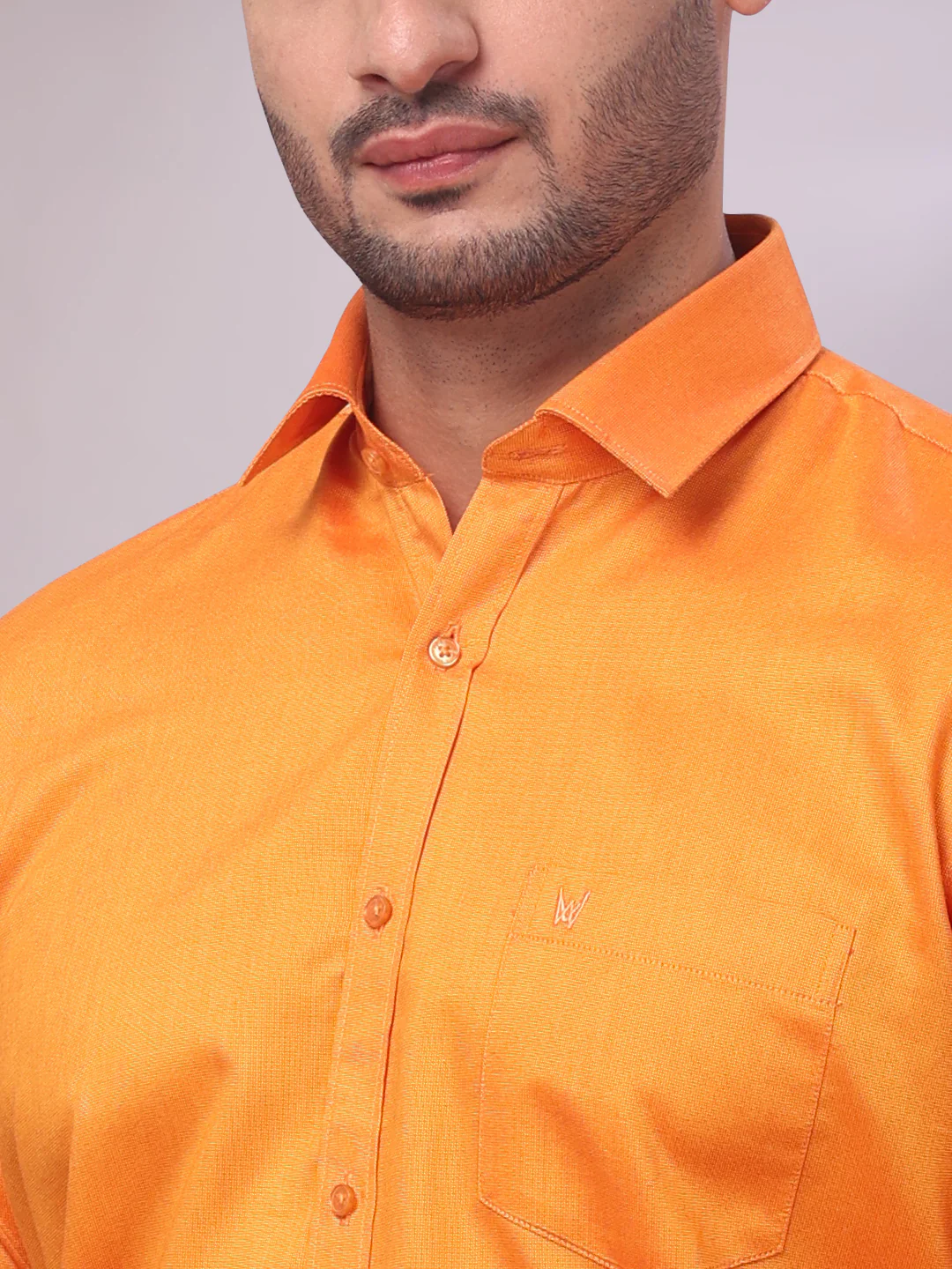 Men's Cotton Orange Shirt and Airtex Matching Border Dhoti Combo Nector - Image 10