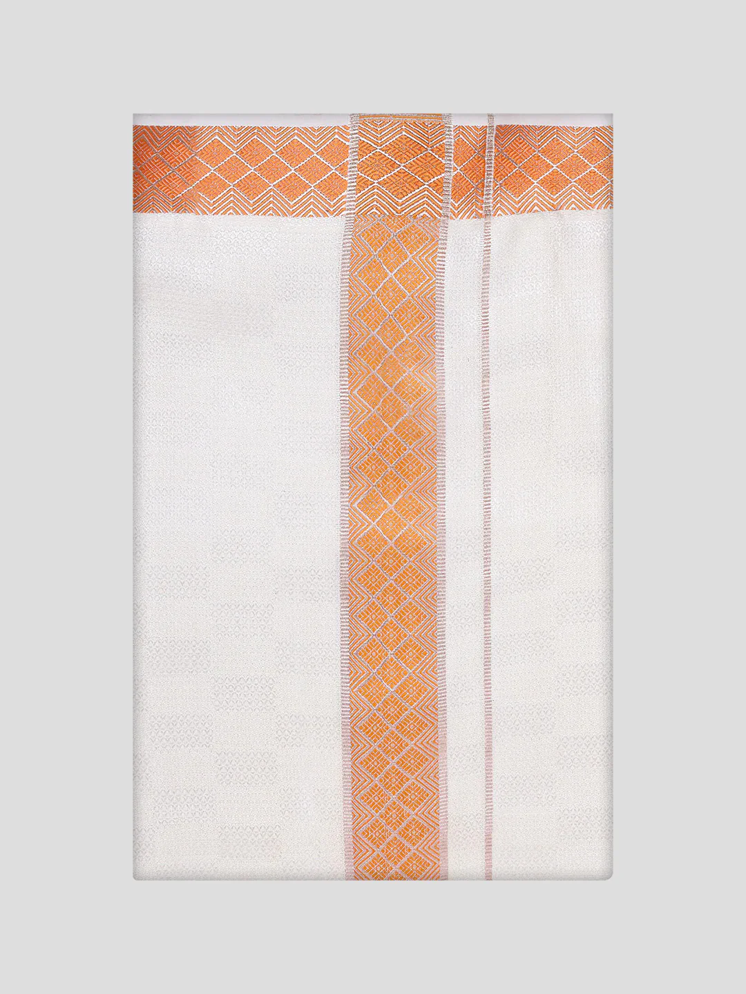 Men's Cotton Orange Shirt and Airtex Matching Border Dhoti Combo Nector - Image 13