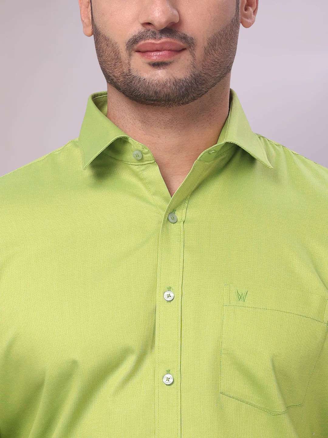 Men Cotton Parrot Green Shirt and Airtex Matching Border Dhoti Combo Nector - Image 10
