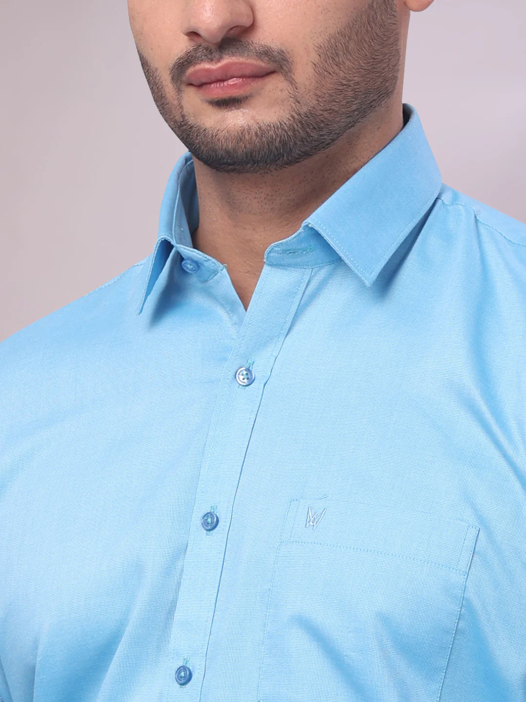 Men's Cotton Sky Blue Shirt and Airtex Matching Border Dhoti Combo Nector - Image 10