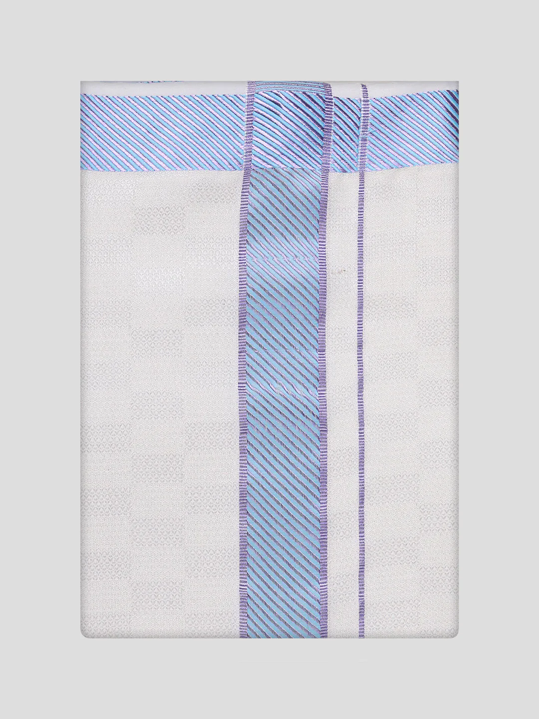 Men's Cotton Sky Blue Shirt and Airtex Matching Border Dhoti Combo Nector - Image 13
