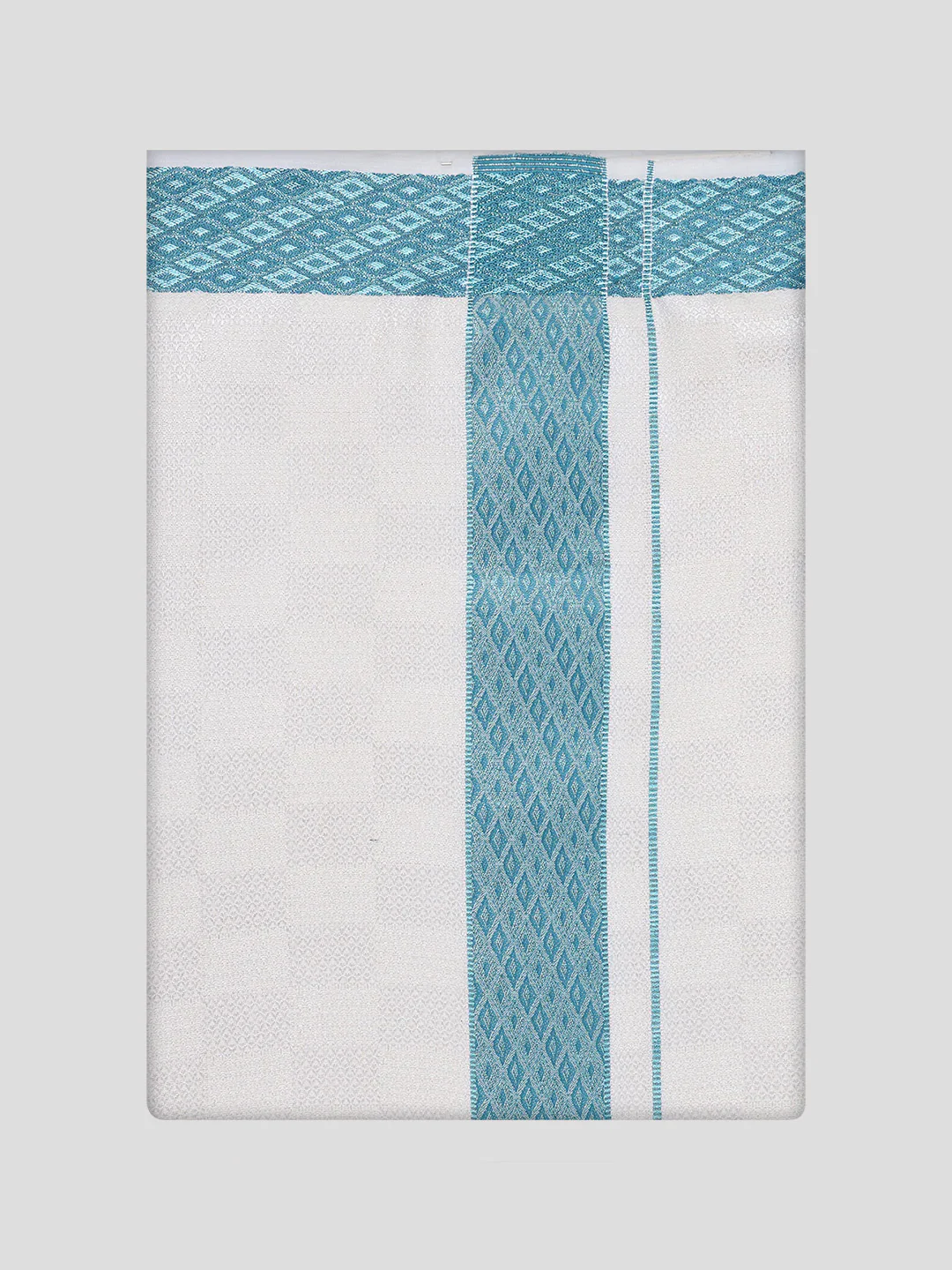 Men's Cotton Steel Blue Shirt and Airtex Matching Border Dhoti Combo Nector - Image 13