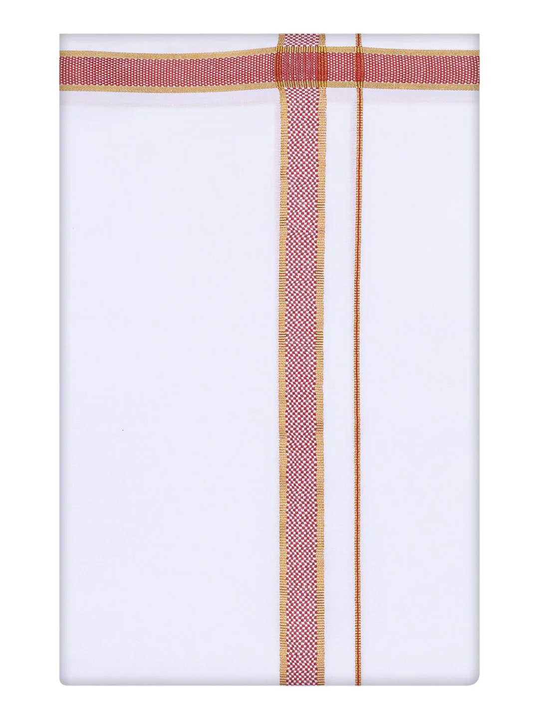 Men's Crimson Red Shirt with Matching Border Dhoti Combo Pinto - Image 12