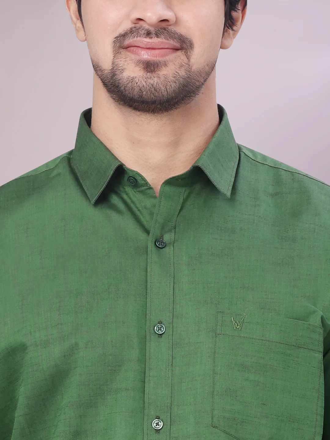 Men's Dark Green Shirt with Matching Border Dhoti Combo Pinto - Image 9