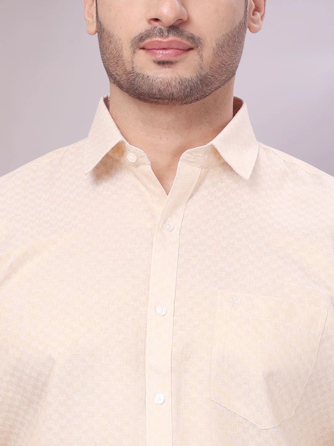 Men's Gold Tissue Jacquard Shirt with Matching Dhoti Combo Zeebra - Image 5