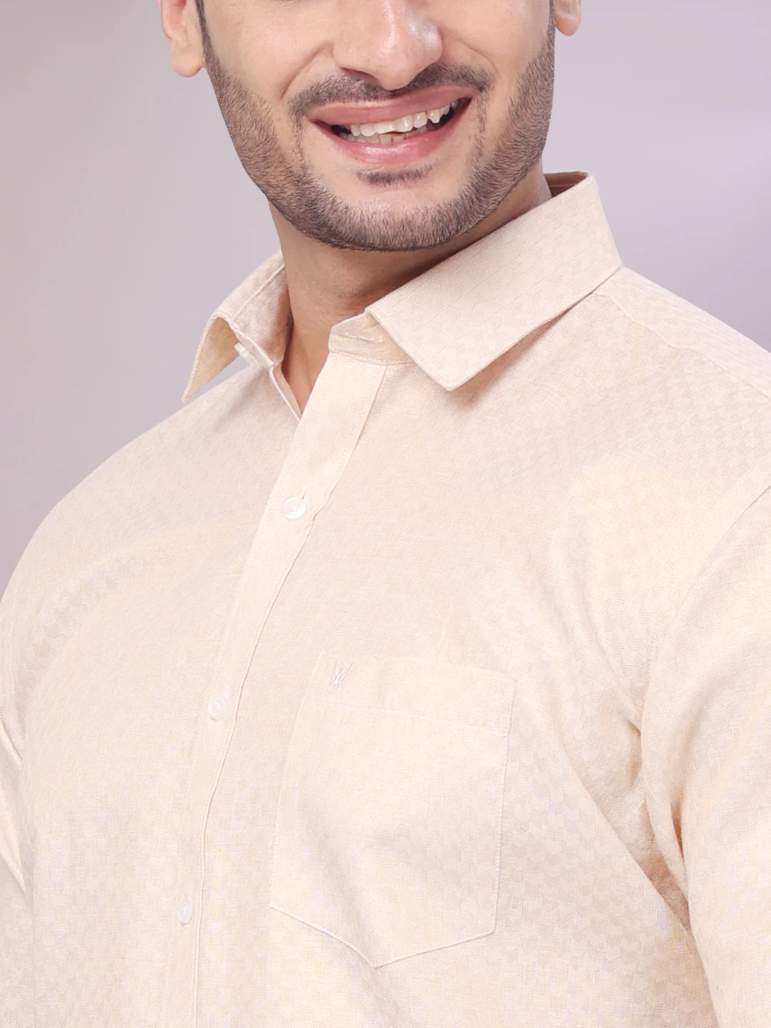 Men's Gold Tissue Jacquard Shirt with Matching Dhoti Combo Zeebra - Image 6