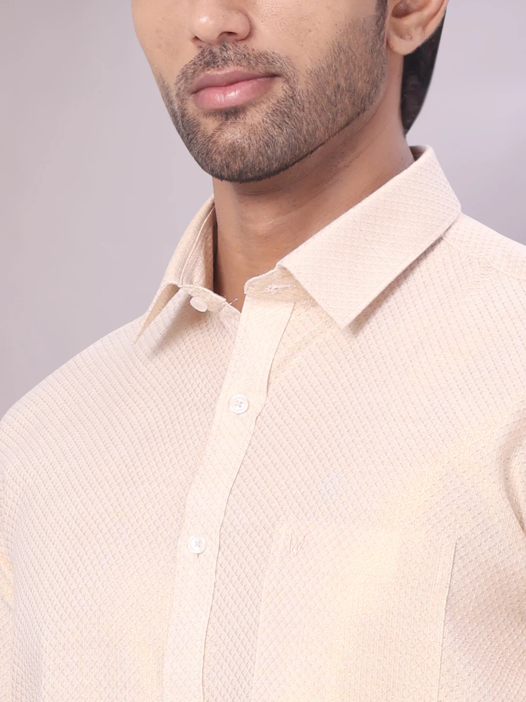 Men's Gold Tissue Jacquard Shirt with Matching Dhoti Combo Zeus - Image 6
