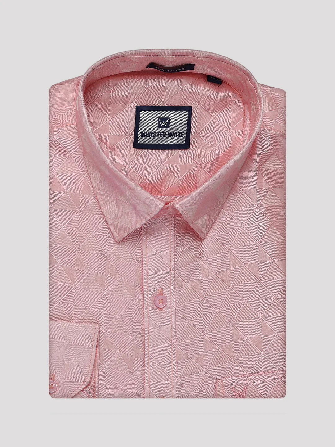 Men's Jacquard Art Silk Pink Full Sleeves Shirt with 3 1/2" Copper Jari Border Dhoti Combo Nautica - Image 7