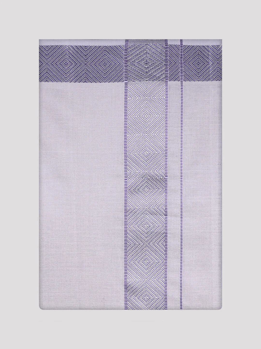 Men's Lavender Tissue Shirt and Dhoti Set with Intricate Jacquard Border Plum - Image 7