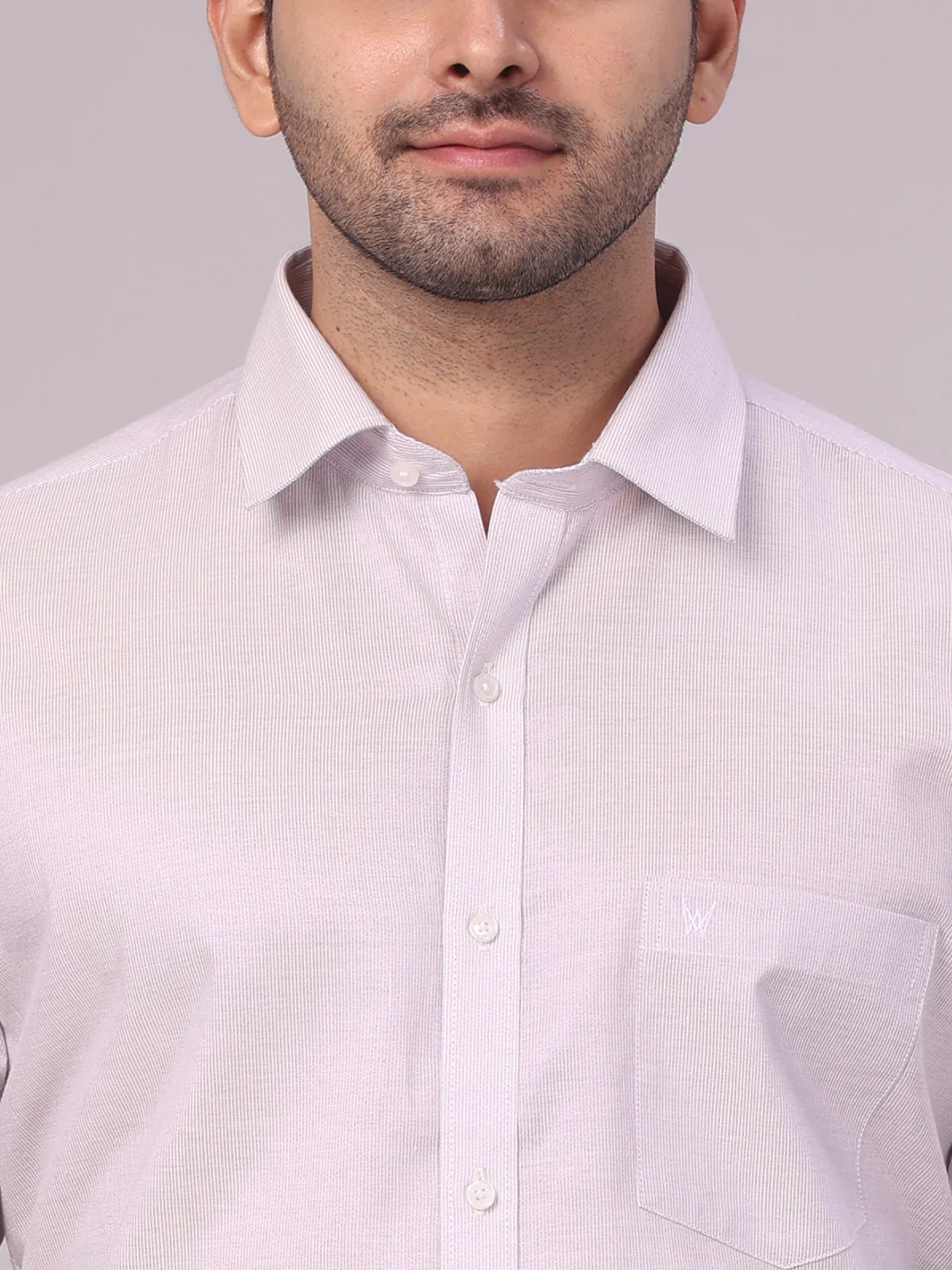 Men's Lavender Tissue Stripe Shirt and Dhoti Combo with Jacquard Border Kane - Image 5