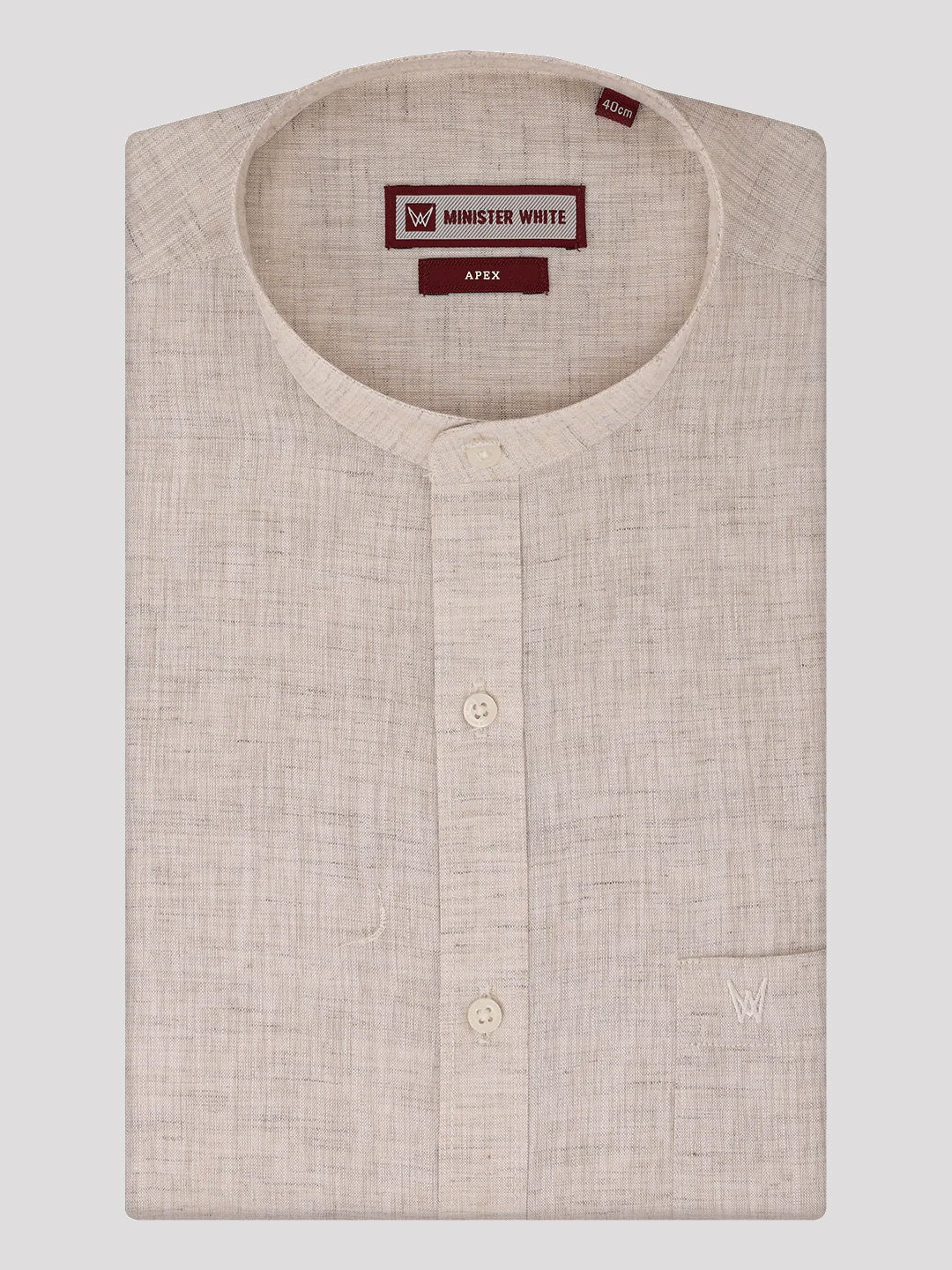 Men's Light Brown Color Chinese Collar Regular Fit Full Sleeves Shirt Apex
