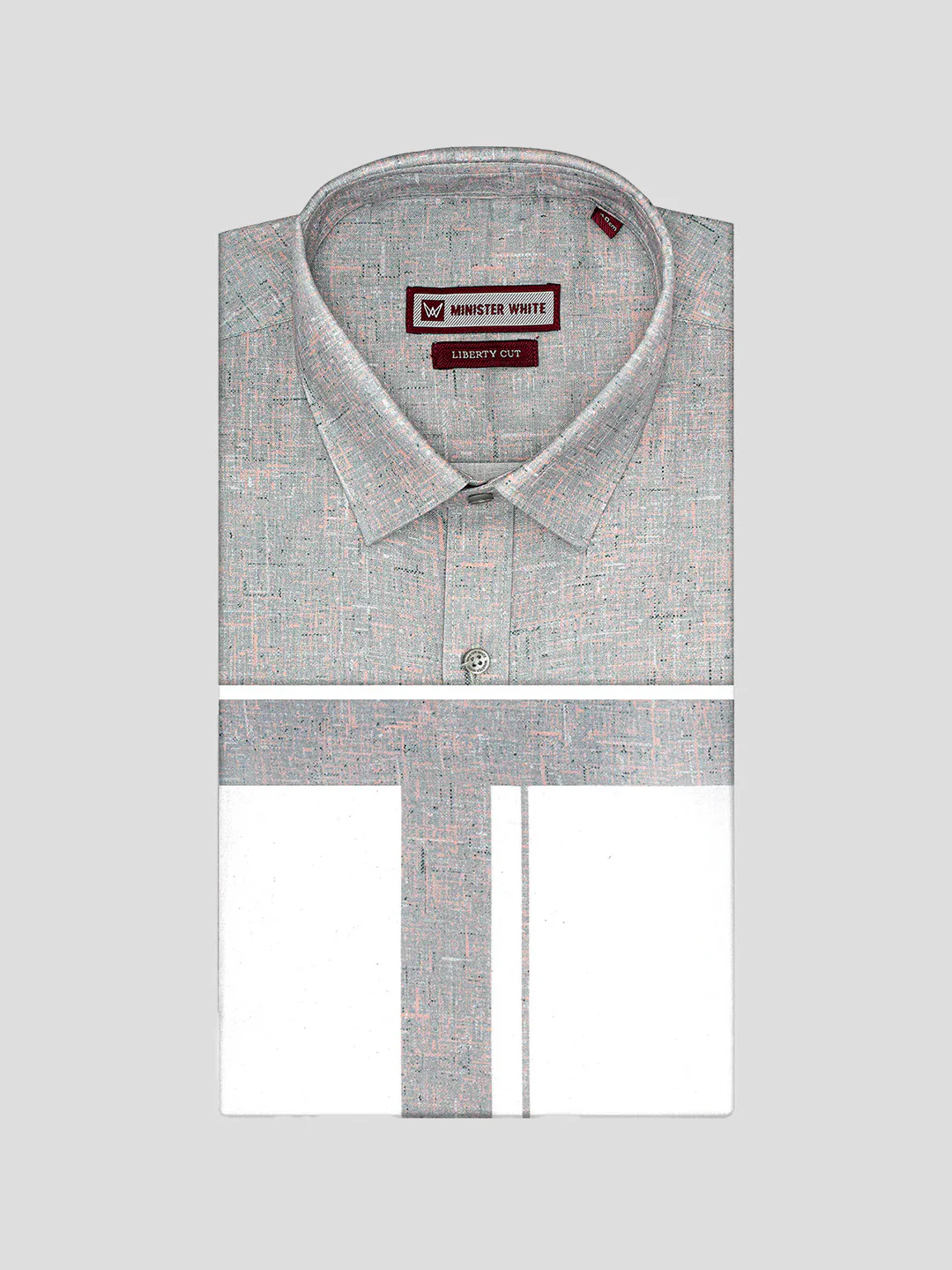 Men's Light Grey Color Digital Printed Shirt with Matching Printed Border Dhoti Combo Varnam - Image 6