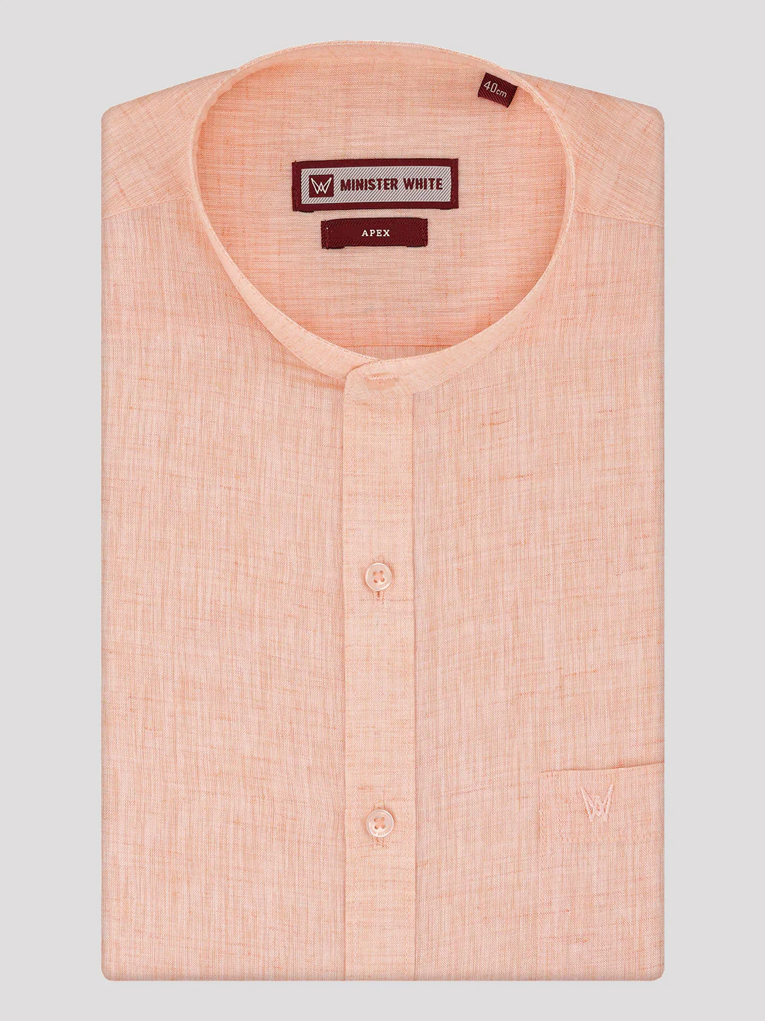 Men's Light Orange Color Chinese Collar Regular Fit Full Sleeves Shirt Apex