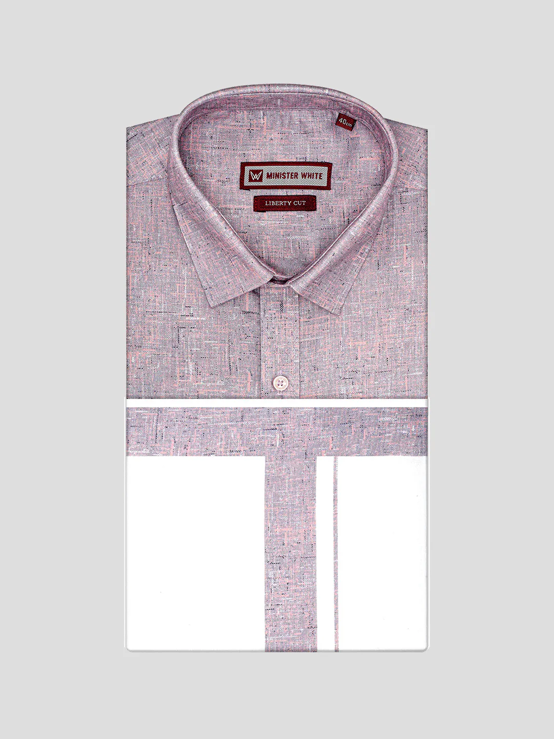 Men's Mauve Color Digital Printed Shirt with Matching Printed Border Dhoti Combo Varnam - Image 5