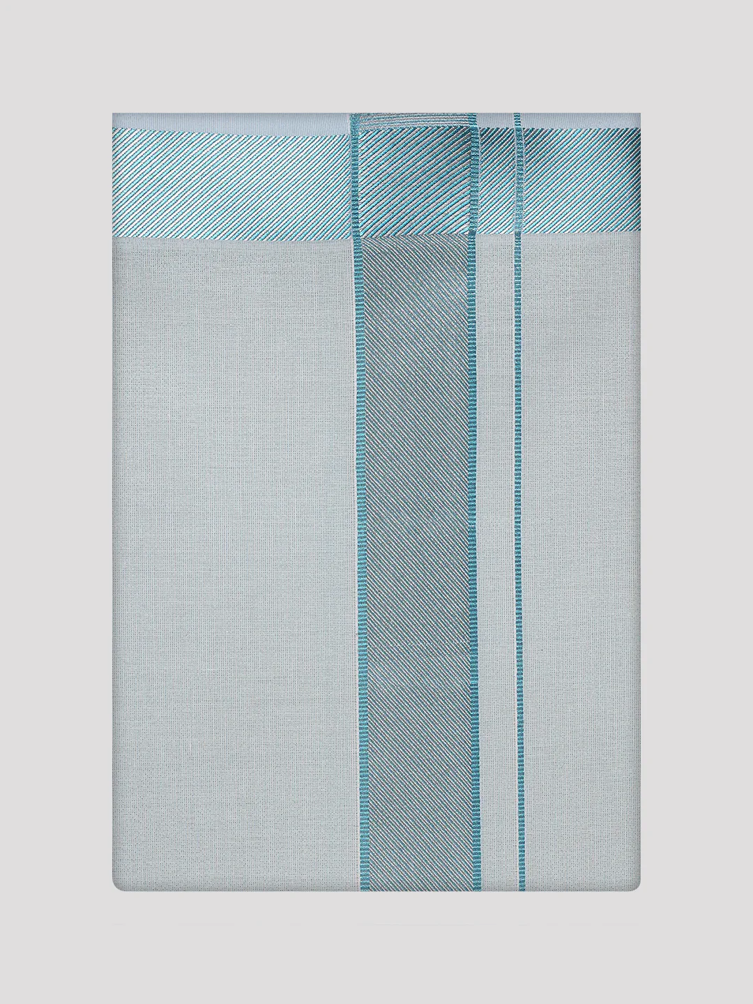 Men's Mint Blue Tissue Shirt and Dhoti Set with Intricate Jacquard Border Plum - Image 7