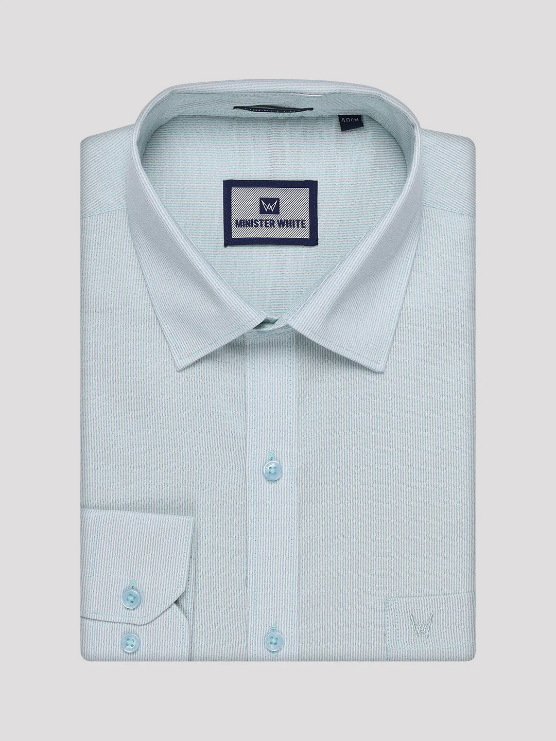 Men's Mint Blue Tissue Stripe Shirt and Dhoti Combo with Jacquard Border Kane - Image 7