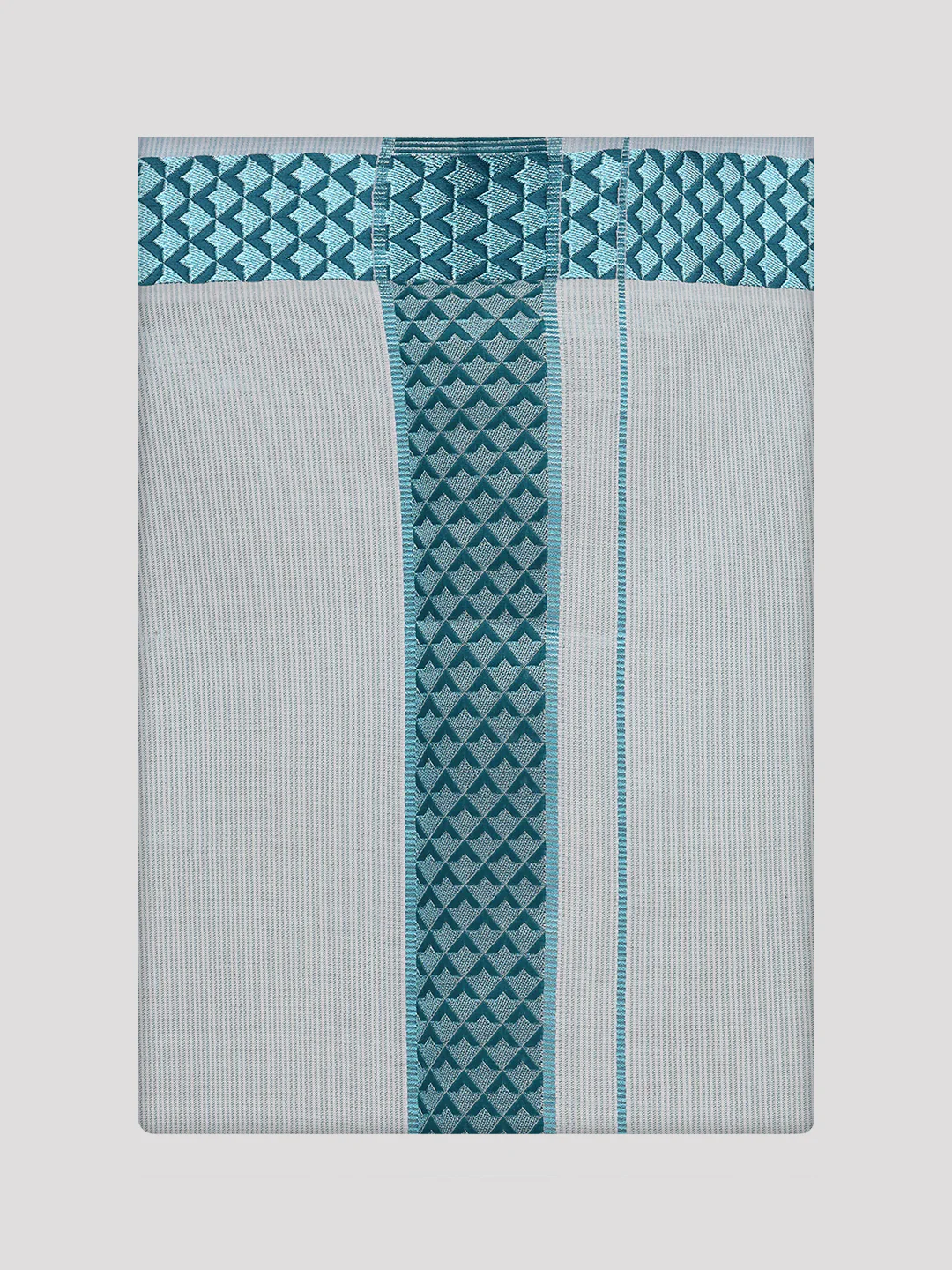 Men's Mint Blue Tissue Stripe Shirt and Dhoti Combo with Jacquard Border Kane - Image 8