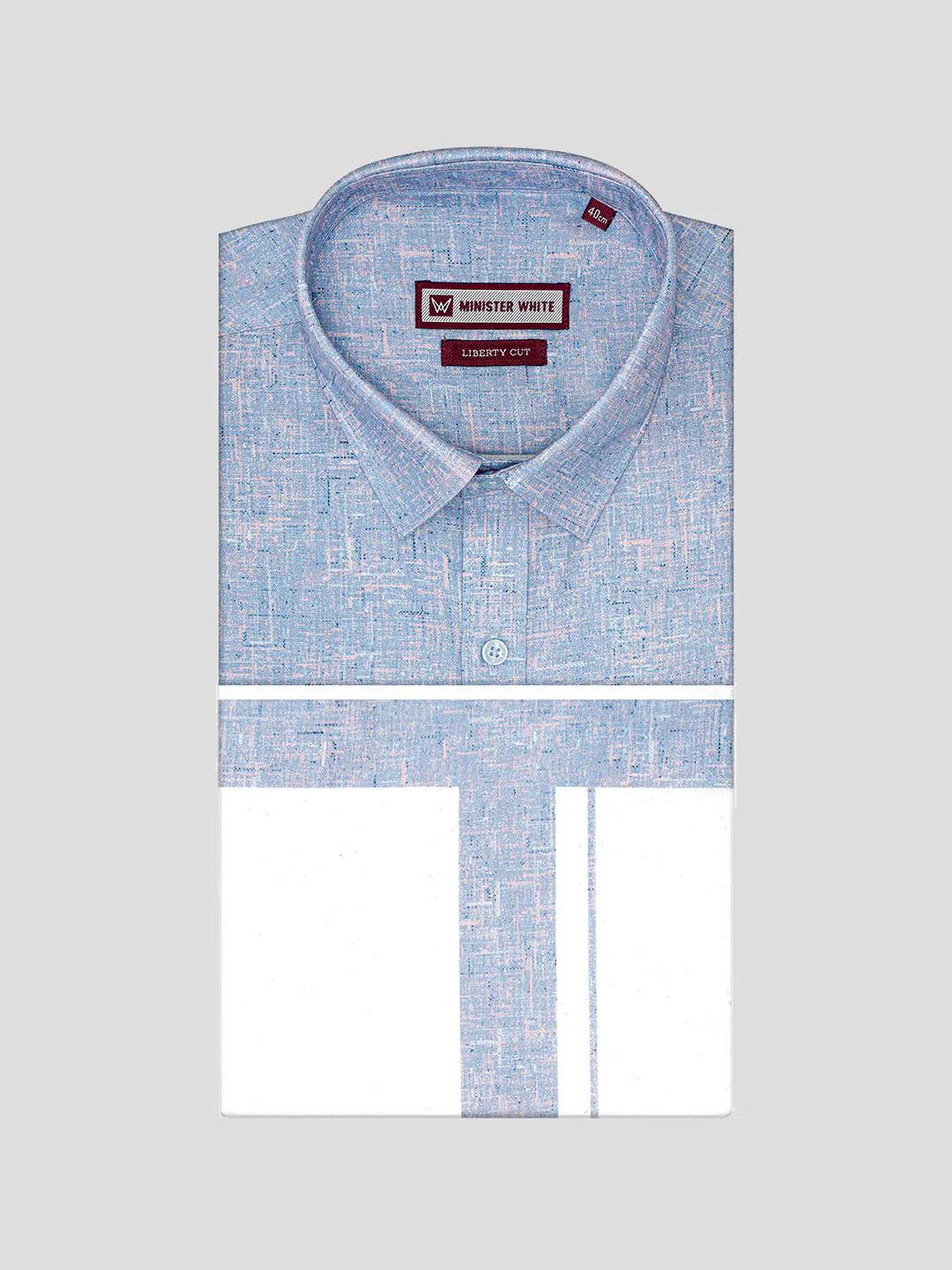 Men's Orchid Color Digital Printed Shirt with Matching Printed Border Dhoti Combo Varnam - Image 6