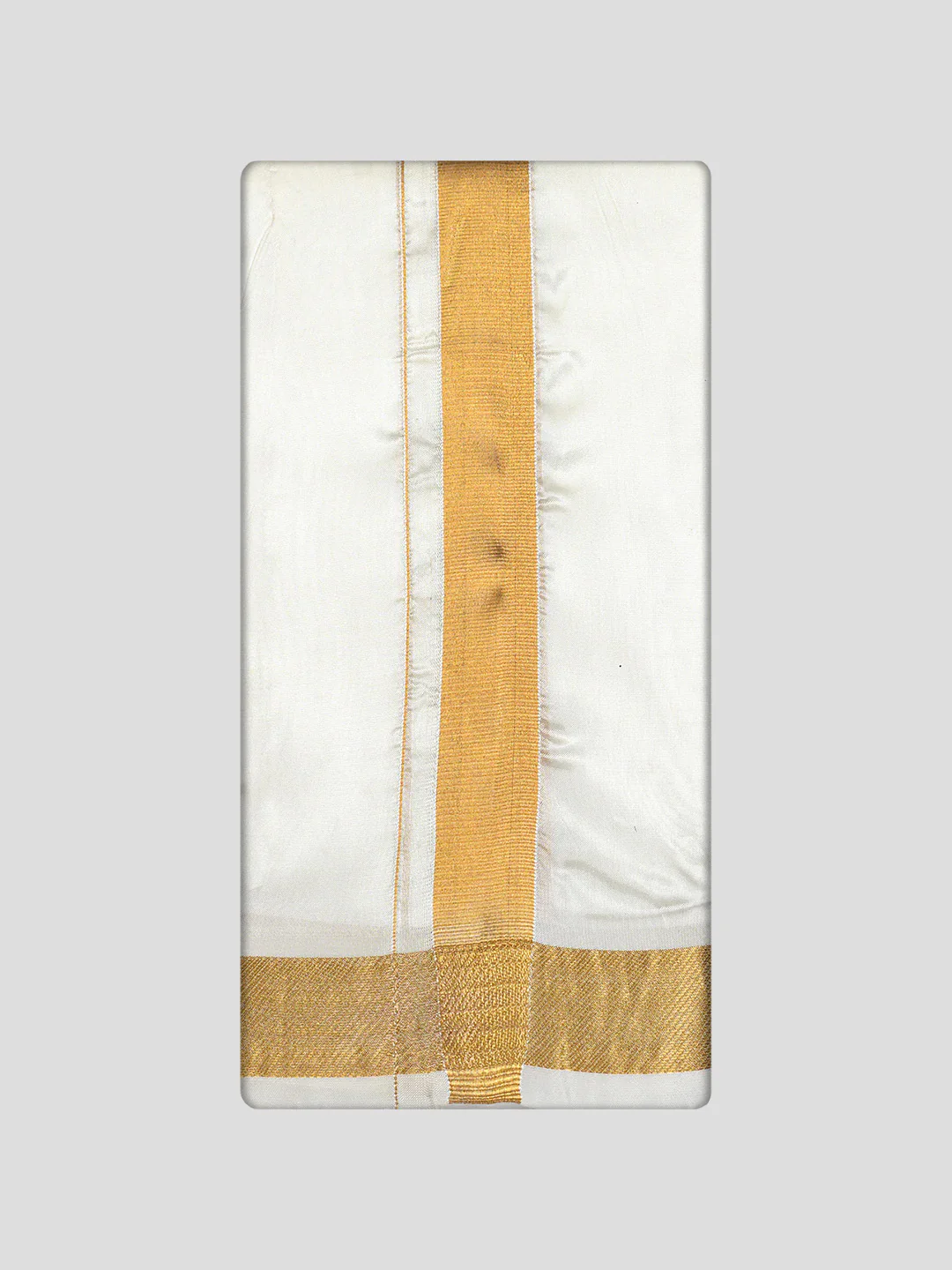 Men's Premium Art Silk Cream Shirt Bit with 100k Gold Jari Border Dhoti Towel Combo Wedding Wonders - Image 3
