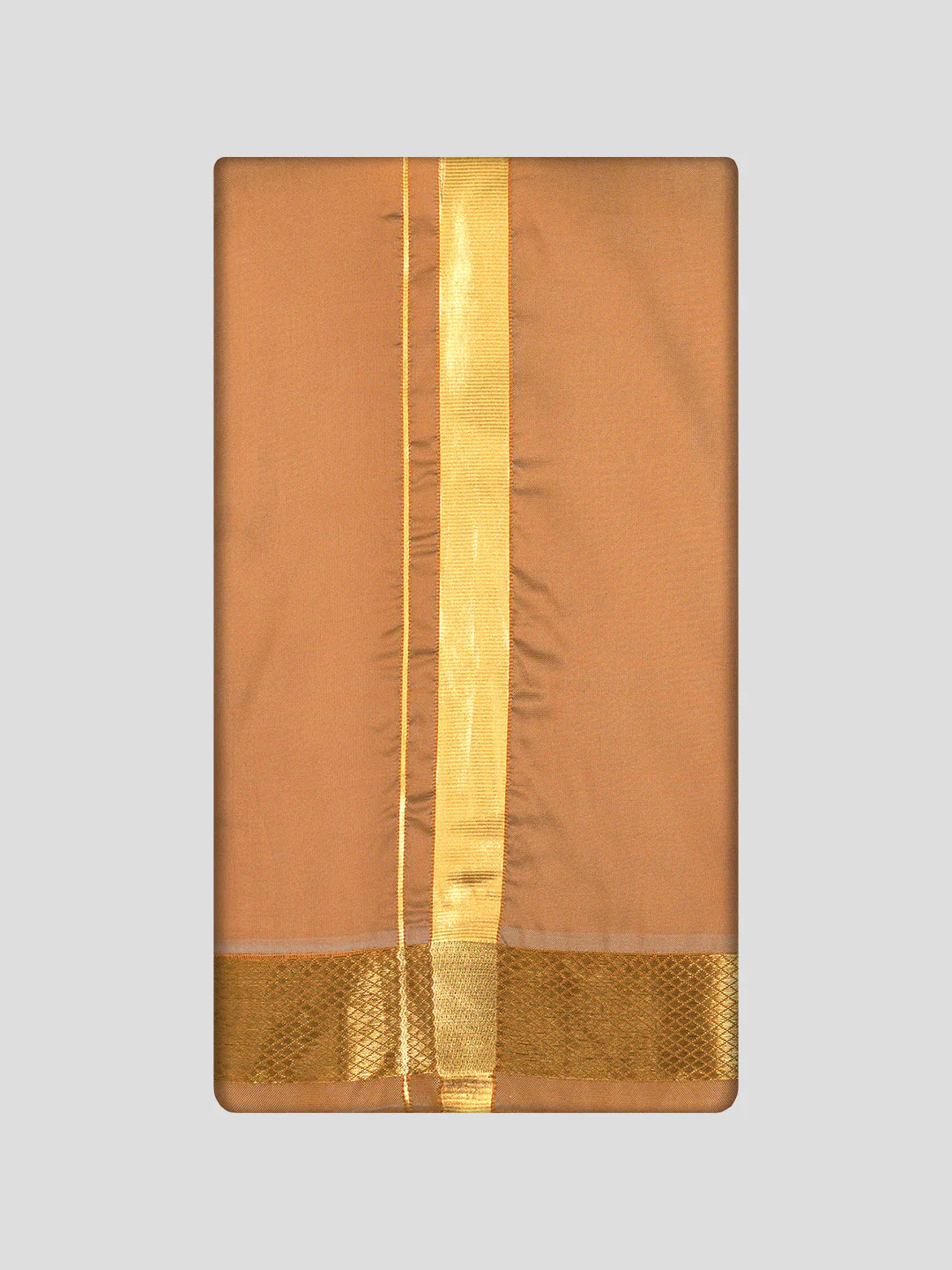 Men's Premium Art Silk Dark Gold Shirt Bit with Gold Jari Border Dhoti Towel Combo Wedding Wonders - Image 3