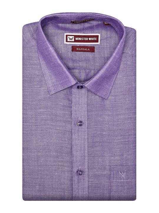 Men's Premium Cotton Linen Regular Fit Lavender Green Shirt Mandala