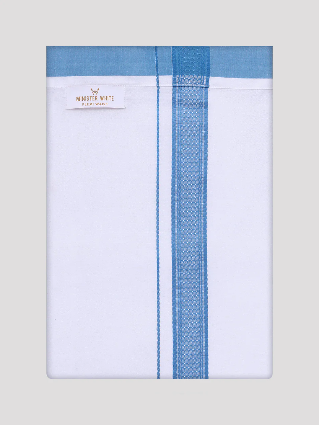 Men's Ramar Blue Dupion Satin Color Shirt with Matching Border Flexi Dhoti Combo Gora Flexi - Image 9