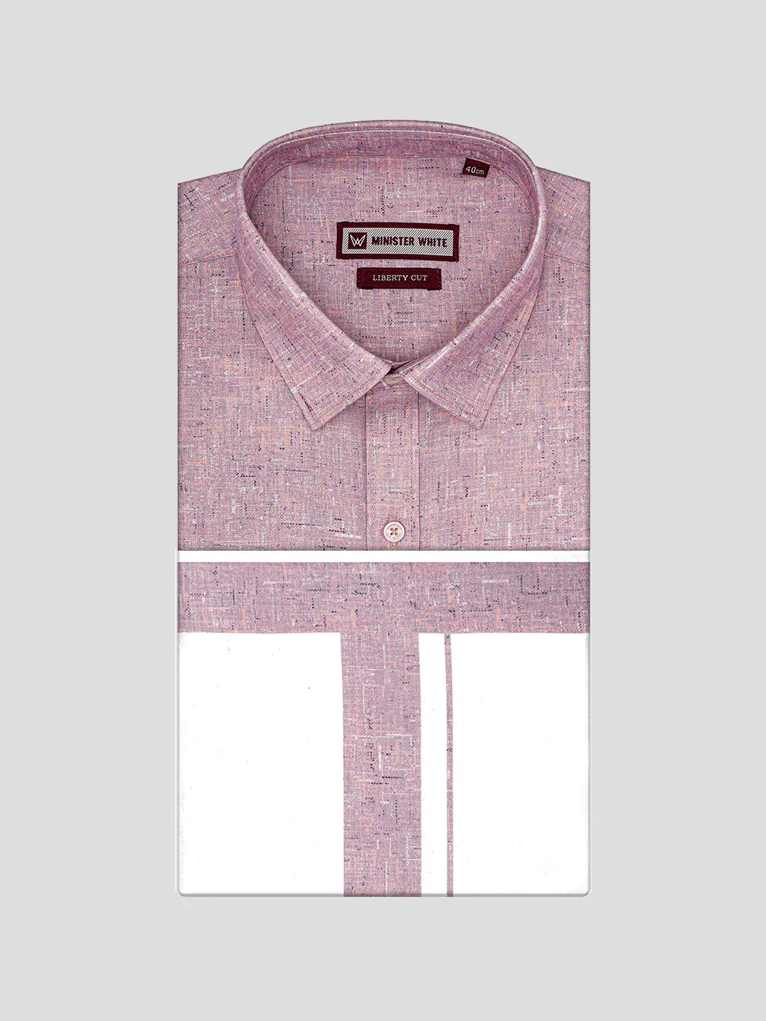Men's Rose Color Digital Printed Shirt with Matching Printed Border Dhoti Combo Varnam - Image 4