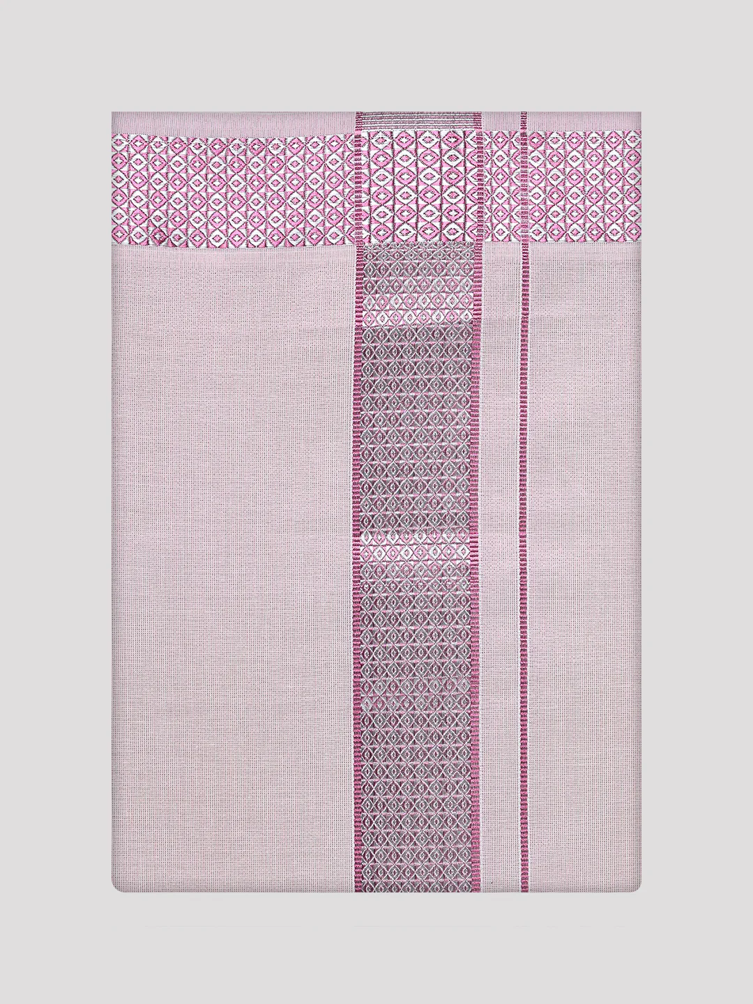 Men's Rose Tissue Shirt and Dhoti Set with Intricate Jacquard Border Plum - Image 7