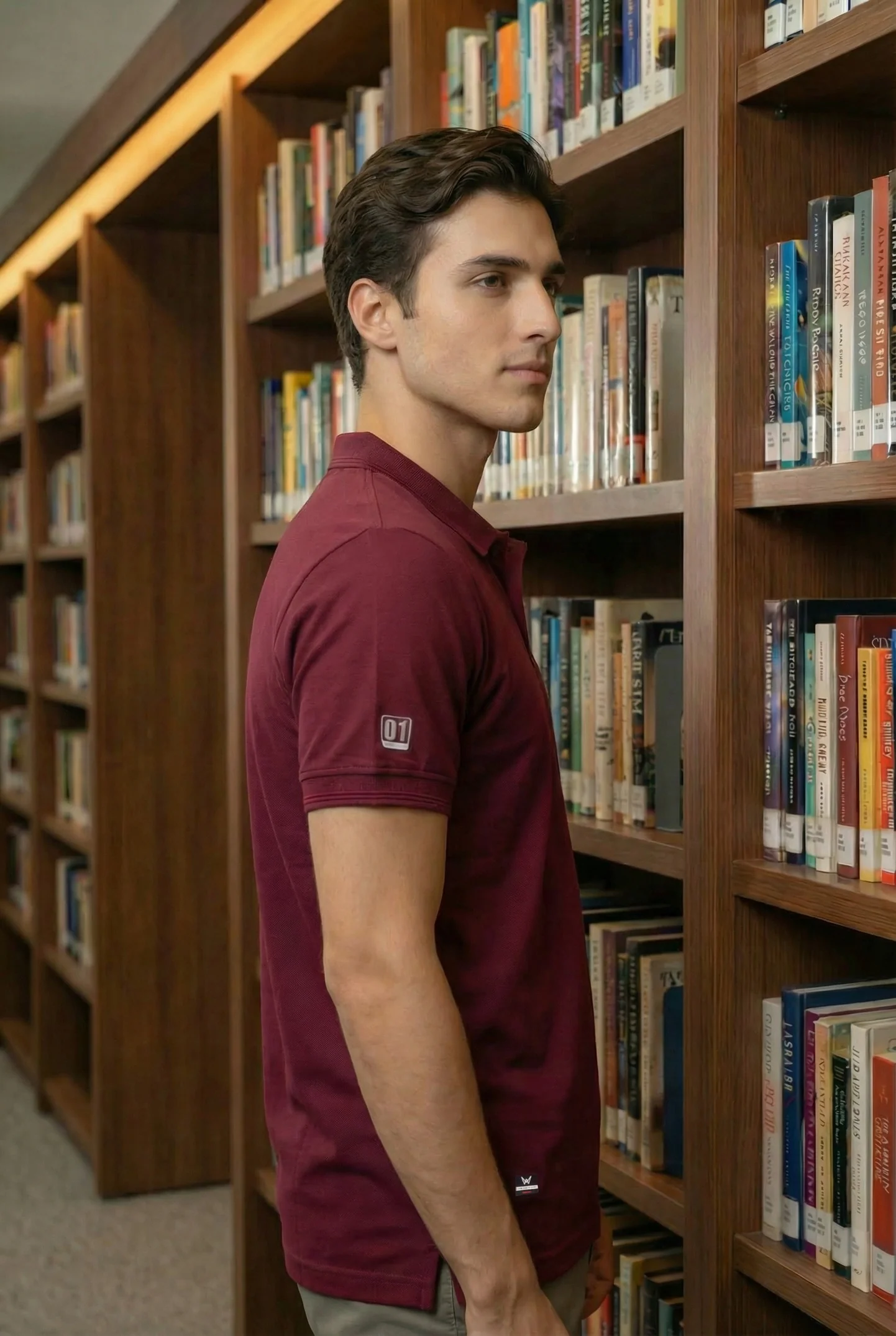 Men's Burgundy Dry Fit Polo T-Shirt Rover - Image 3
