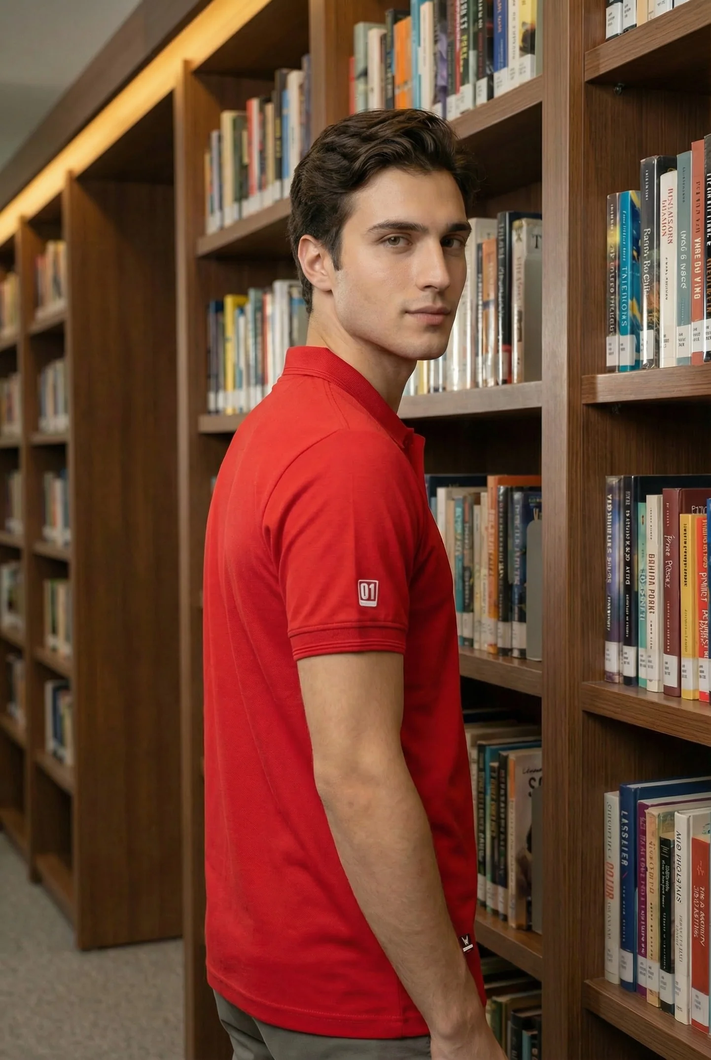Men's Red Dry Fit Polo T-Shirt Rover - Image 2