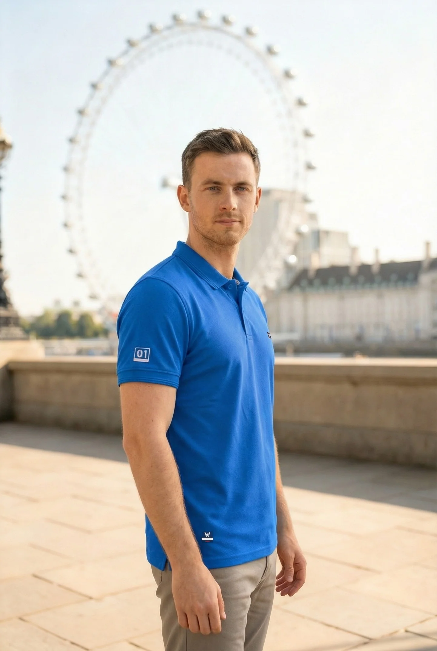 Men's Royal Blue Dry Fit Polo T-Shirt Rover - Image 2