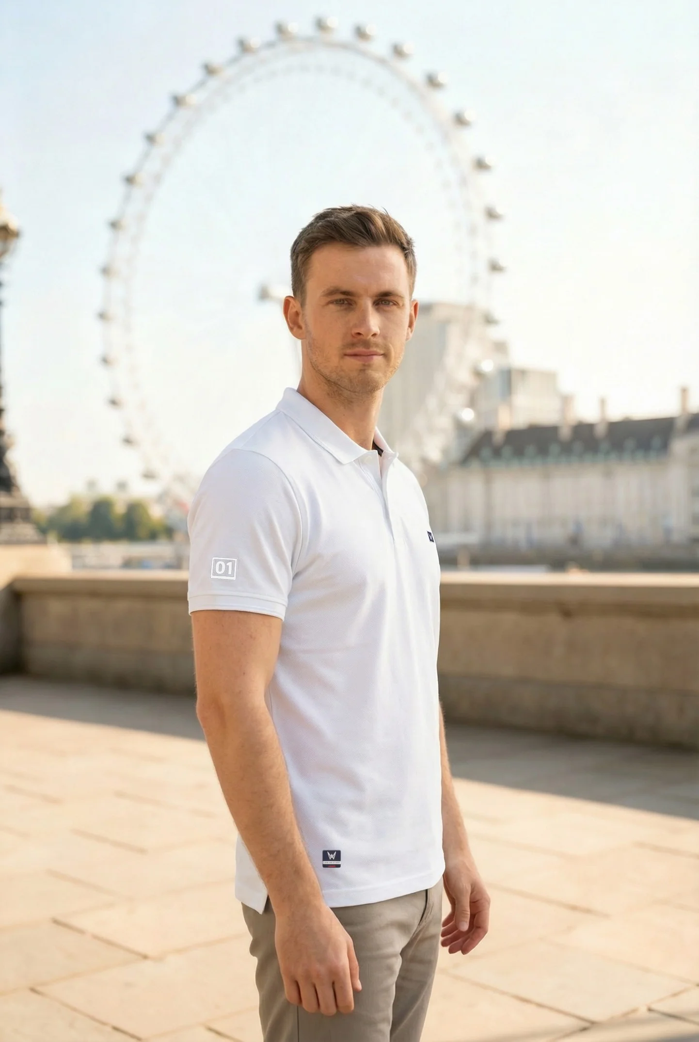 Men's White Dry Fit Polo T-Shirt Rover - Image 2